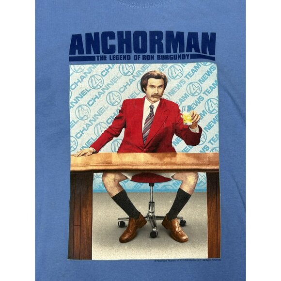 Anchorman Blue Mens Cotton Size Large T Shirt - Picture 1 of 13